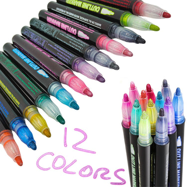 IBRIQO® Rotuladores de Purpurina Metalizados 12 Colores